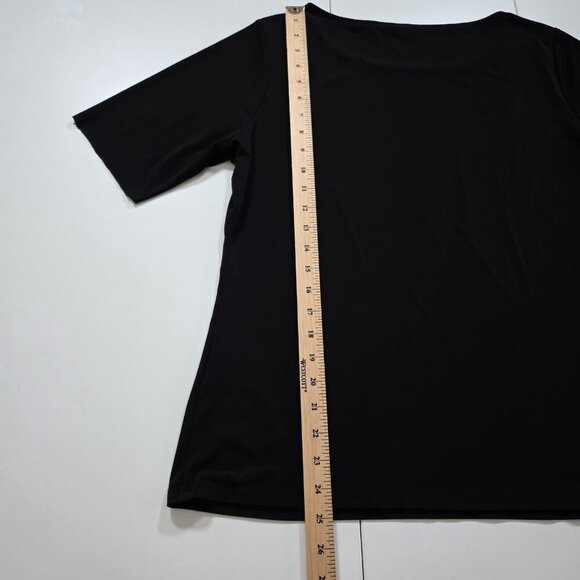 Tahari Top Womens L Black SS Studs Stretch Whimsigoth Office Mature Logo Capsule - Picture 7 of 16